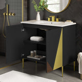 Modway Furniture Alchemist 36" Bathroom Vanity White Black 18.5 x 36 x 39.5