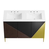 Modway Furniture Alchemist 48" Double Sink Bathroom Vanity White Black 18.5 x 48 x 39.5