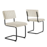 Modway Furniture Parity Boucle Dining Side Chairs - Set of 2 Black Ivory 23 x 19.5 x 33