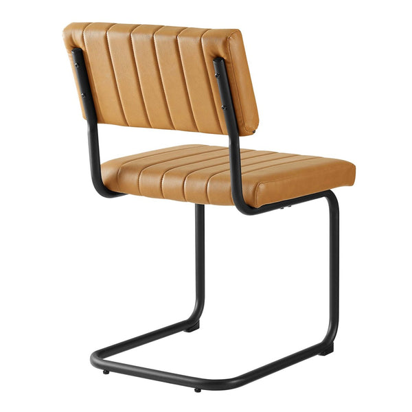 Modway Furniture Parity Vegan Leather Dining Side Chairs Set of 2 – Mid-Century Modern Comfort for Any Space EEI-6470-BLK-TAN