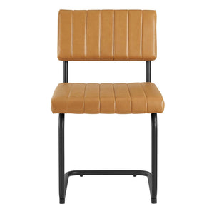 Modway Furniture Parity Vegan Leather Dining Side Chairs Set of 2 – Mid-Century Modern Comfort for Any Space EEI-6470-BLK-TAN