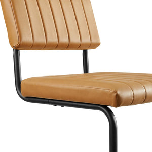 Modway Furniture Parity Vegan Leather Dining Side Chairs Set of 2 – Mid-Century Modern Comfort for Any Space EEI-6470-BLK-TAN