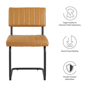 Modway Furniture Parity Vegan Leather Dining Side Chairs Set of 2 – Mid-Century Modern Comfort for Any Space EEI-6470-BLK-TAN