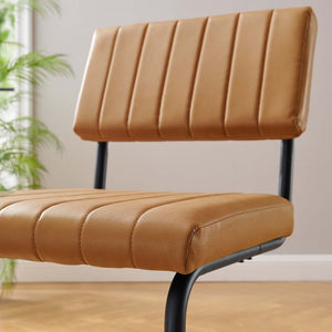 Modway Furniture Parity Vegan Leather Dining Side Chairs Set of 2 – Mid-Century Modern Comfort for Any Space EEI-6470-BLK-TAN