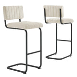 Modway Furniture Parity Boucle Bar Stools - Set of 2 Black Ivory 21 x 17 x 41