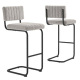 Modway Furniture Parity Boucle Bar Stools - Set of 2 Black Taupe 21 x 17 x 41