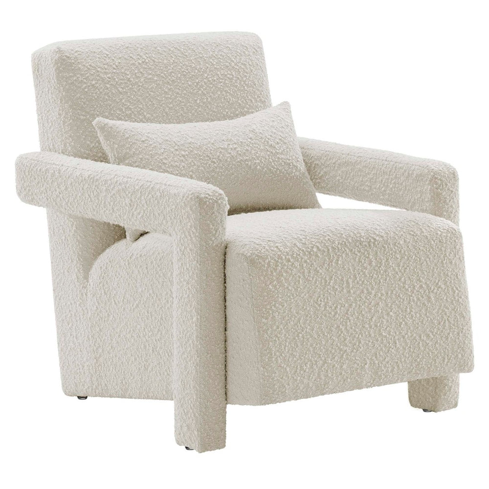 Modway Furniture Mirage Boucle Upholstered Armchair - Cozy Modern Design with Accent Pillow & Durable Wood Frame EEI-6475-IVO
