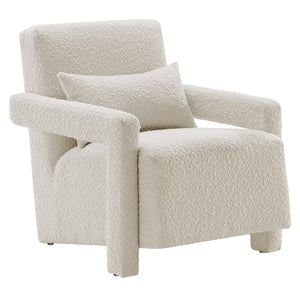 Modway Furniture Mirage Boucle Upholstered Armchair - Cozy Modern Design with Accent Pillow & Durable Wood Frame EEI-6475-IVO