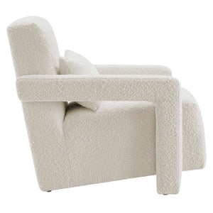 Modway Furniture Mirage Boucle Upholstered Armchair - Cozy Modern Design with Accent Pillow & Durable Wood Frame EEI-6475-IVO