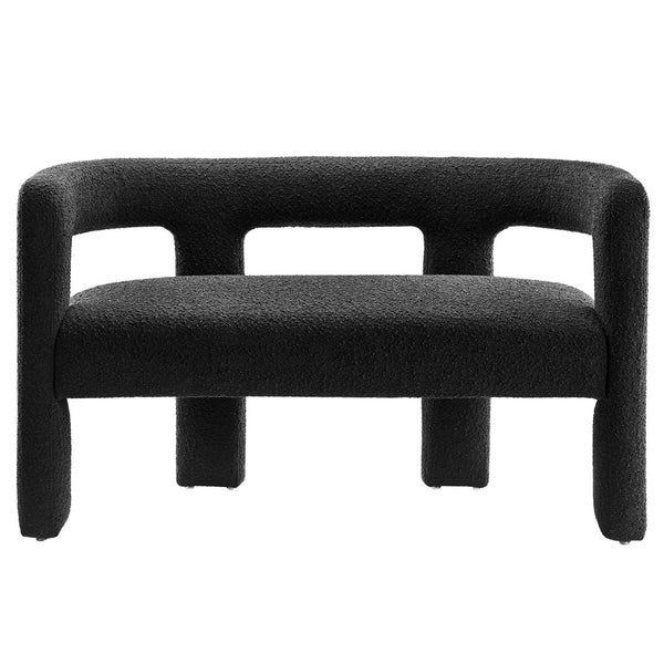 Modway Furniture Kayla Boucle Upholstered Loveseat - Modern Design with Cozy Comfort for Stylish Living Spaces Black EEI-6477-BLK