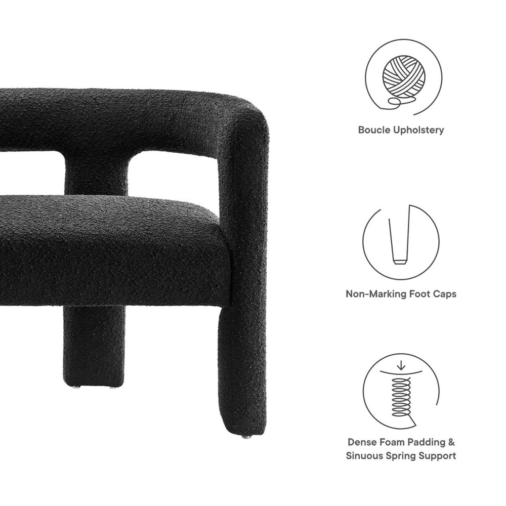 Modway Furniture Kayla Boucle Upholstered Loveseat - Modern Design with Cozy Comfort for Stylish Living Spaces Black EEI-6477-BLK