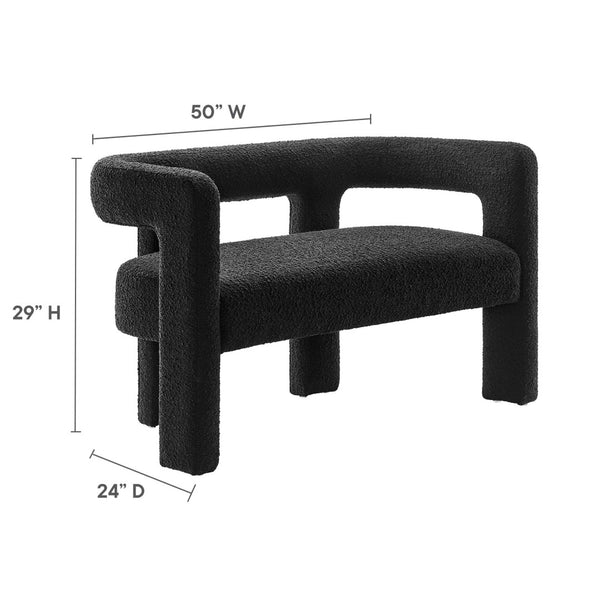 Modway Furniture Kayla Boucle Upholstered Loveseat - Modern Design with Cozy Comfort for Stylish Living Spaces Black EEI-6477-BLK