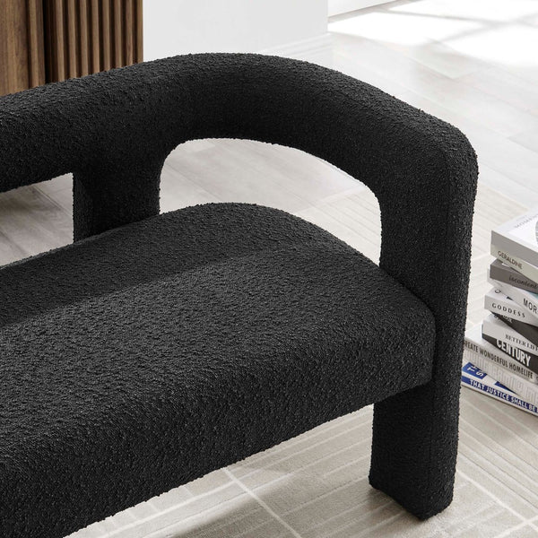 Modway Furniture Kayla Boucle Upholstered Loveseat - Modern Design with Cozy Comfort for Stylish Living Spaces Black EEI-6477-BLK