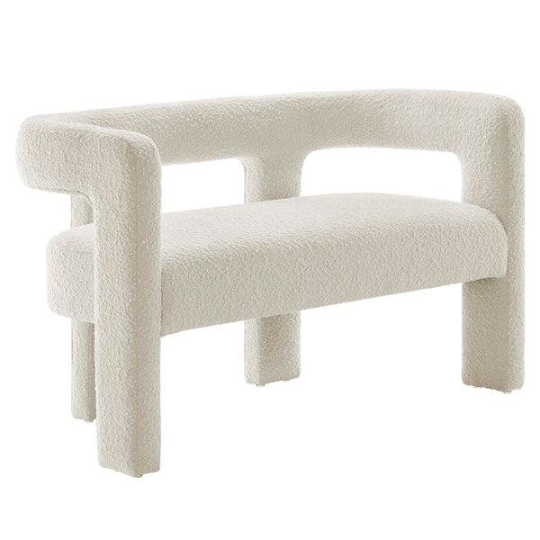 Modway Furniture Kayla Boucle Upholstered Loveseat - Modern Design with Cozy Comfort for Stylish Living Spaces Ivory EEI-6477-IVO