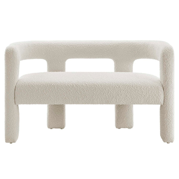 Modway Furniture Kayla Boucle Upholstered Loveseat - Modern Design with Cozy Comfort for Stylish Living Spaces Ivory EEI-6477-IVO