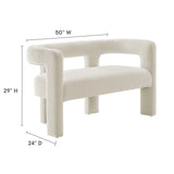 Modway Furniture Kayla Boucle Upholstered Loveseat Ivory 24 x 50 x 29