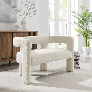 Modway Furniture Kayla Boucle Upholstered Loveseat - Modern Design with Cozy Comfort for Stylish Living Spaces Ivory EEI-6477-IVO