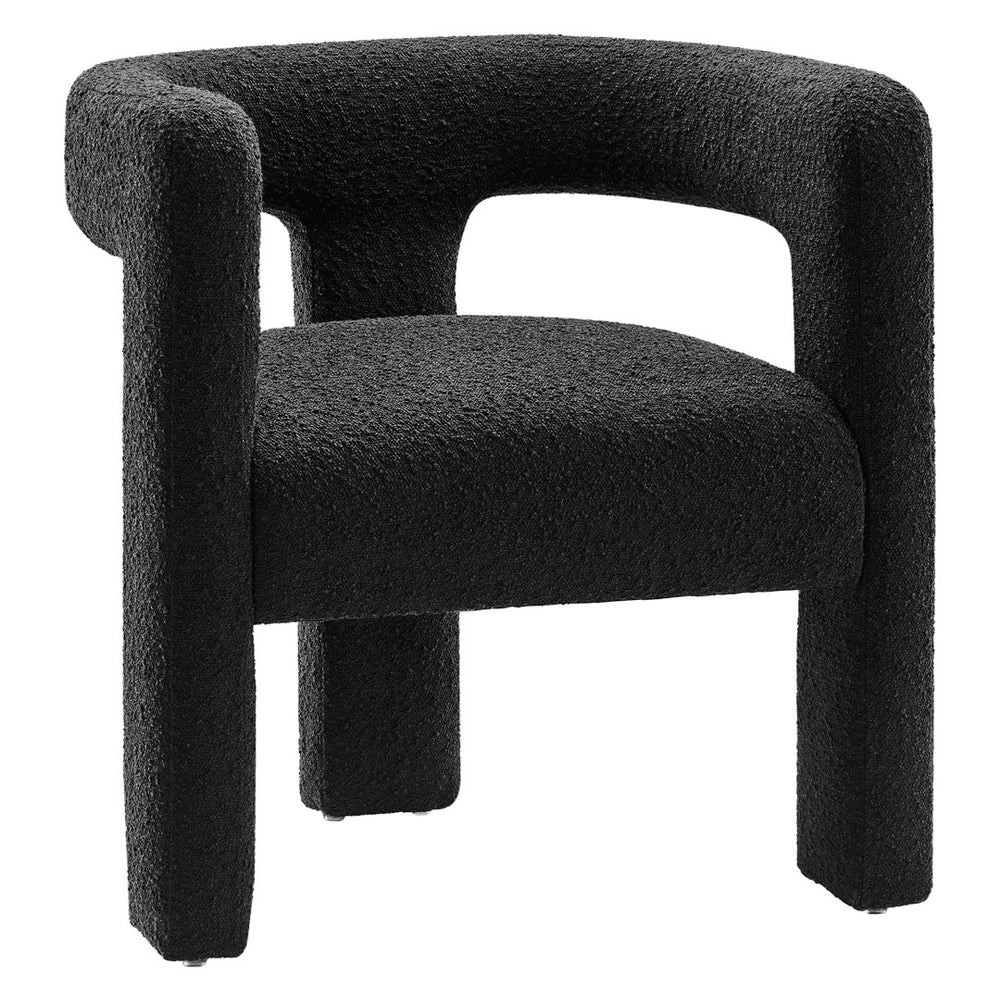 Modway Furniture Kayla Boucle Upholstered Armchair - Modern Comfort with Sculptural Design and Premium Support Black EEI-6479-BLK