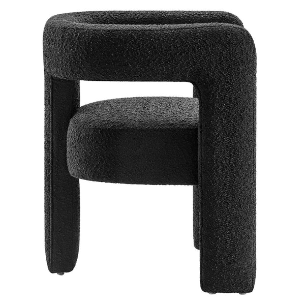 Modway Furniture Kayla Boucle Upholstered Armchair - Modern Comfort with Sculptural Design and Premium Support Black EEI-6479-BLK