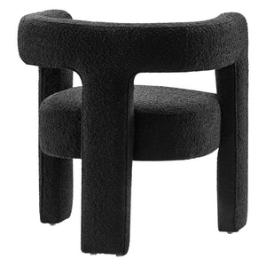 Modway Furniture Kayla Boucle Upholstered Armchair - Modern Comfort with Sculptural Design and Premium Support Black EEI-6479-BLK
