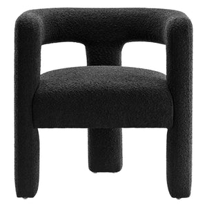Modway Furniture Kayla Boucle Upholstered Armchair - Modern Comfort with Sculptural Design and Premium Support Black EEI-6479-BLK