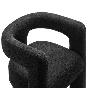 Modway Furniture Kayla Boucle Upholstered Armchair - Modern Comfort with Sculptural Design and Premium Support Black EEI-6479-BLK