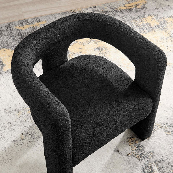 Modway Furniture Kayla Boucle Upholstered Armchair - Modern Comfort with Sculptural Design and Premium Support Black EEI-6479-BLK