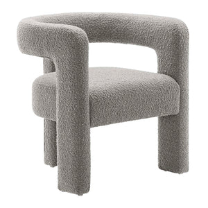 Modway Furniture Kayla Boucle Upholstered Armchair - Modern Comfort with Sculptural Design and Premium Support Light Gray EEI-6479-LGR
