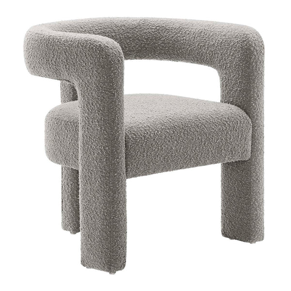 Modway Furniture Kayla Boucle Upholstered Armchair - Modern Comfort with Sculptural Design and Premium Support Light Gray EEI-6479-LGR