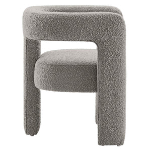 Modway Furniture Kayla Boucle Upholstered Armchair - Modern Comfort with Sculptural Design and Premium Support Light Gray EEI-6479-LGR