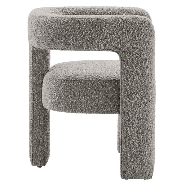 Modway Furniture Kayla Boucle Upholstered Armchair - Modern Comfort with Sculptural Design and Premium Support Light Gray EEI-6479-LGR
