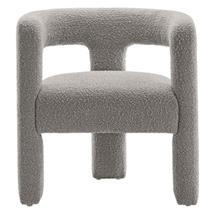 Modway Furniture Kayla Boucle Upholstered Armchair - Modern Comfort with Sculptural Design and Premium Support Light Gray EEI-6479-LGR