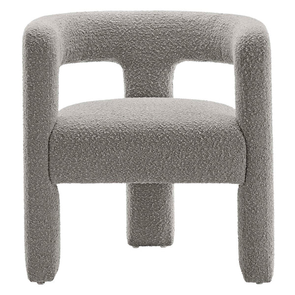 Modway Furniture Kayla Boucle Upholstered Armchair - Modern Comfort with Sculptural Design and Premium Support Light Gray EEI-6479-LGR