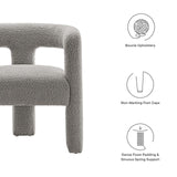 Modway Furniture Kayla Boucle Upholstered Armchair Light Gray 24 x 28.5 x 29