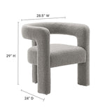 Modway Furniture Kayla Boucle Upholstered Armchair Light Gray 24 x 28.5 x 29