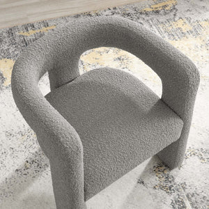 Modway Furniture Kayla Boucle Upholstered Armchair - Modern Comfort with Sculptural Design and Premium Support Light Gray EEI-6479-LGR