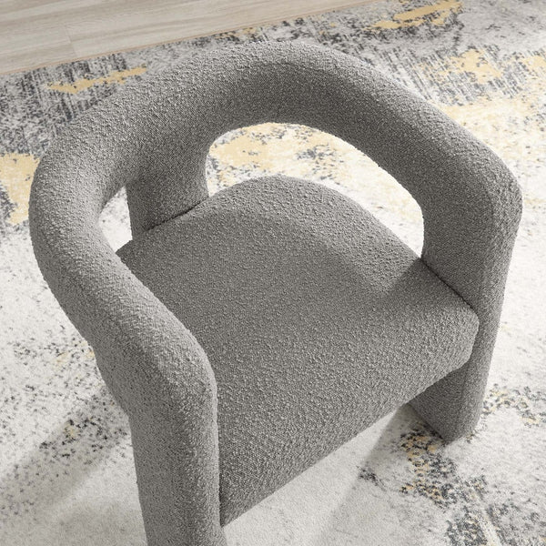 Modway Furniture Kayla Boucle Upholstered Armchair - Modern Comfort with Sculptural Design and Premium Support Light Gray EEI-6479-LGR