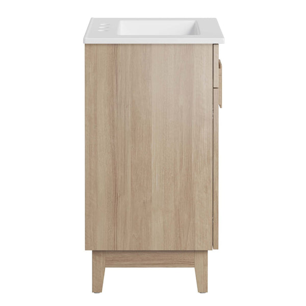 Modway Furniture Miles 24" Contemporary Bathroom Vanity by Modway - Modern Design with Integrated Sink & Storage White Oak EEI-6482-WHI-OAK