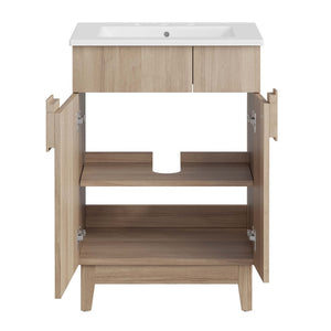 Modway Furniture Miles 24" Contemporary Bathroom Vanity by Modway - Modern Design with Integrated Sink & Storage White Oak EEI-6482-WHI-OAK