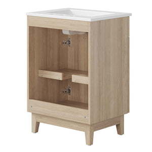 Modway Furniture Miles 24" Contemporary Bathroom Vanity by Modway - Modern Design with Integrated Sink & Storage White Oak EEI-6482-WHI-OAK