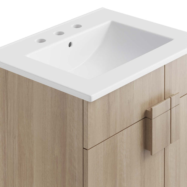Modway Furniture Miles 24" Contemporary Bathroom Vanity by Modway - Modern Design with Integrated Sink & Storage White Oak EEI-6482-WHI-OAK