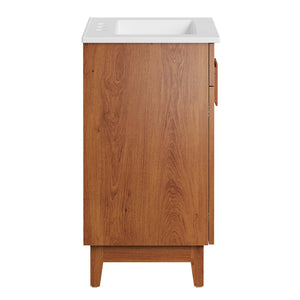 Modway Furniture Miles 24" Contemporary Bathroom Vanity by Modway - Modern Design with Integrated Sink & Storage White Walnut EEI-6482-WHI-WAL