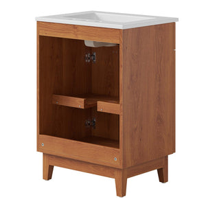 Modway Furniture Miles 24" Contemporary Bathroom Vanity by Modway - Modern Design with Integrated Sink & Storage White Walnut EEI-6482-WHI-WAL