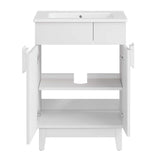 Modway Furniture Miles 24” Bathroom Vanity White White 17.5 x 23 x 33.5