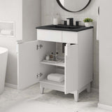 Modway Furniture Miles 24” Bathroom Vanity Black White 18 x 24 x 33.5