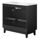 Modway Furniture Miles 36” Bathroom Vanity White Black 18.5 x 36 x 33.5