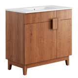 Modway Furniture Miles 36” Bathroom Vanity White Walnut 18.5 x 36 x 33.5