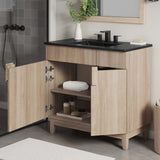 Modway Furniture Miles 36” Bathroom Vanity Black Oak 18 x 36 x 33.5