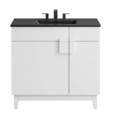 Modway Furniture Miles 36” Bathroom Vanity Black White 18 x 36 x 33.5