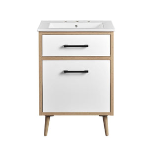 Modway Furniture Maverick 24" Bathroom Vanity - Modern White Oak Design with Integrated Sink and Smart Storage Solutions EEI-6498-WHI-OAK